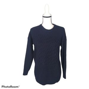 Madewell cableknit crewneck sweater XS navy blue